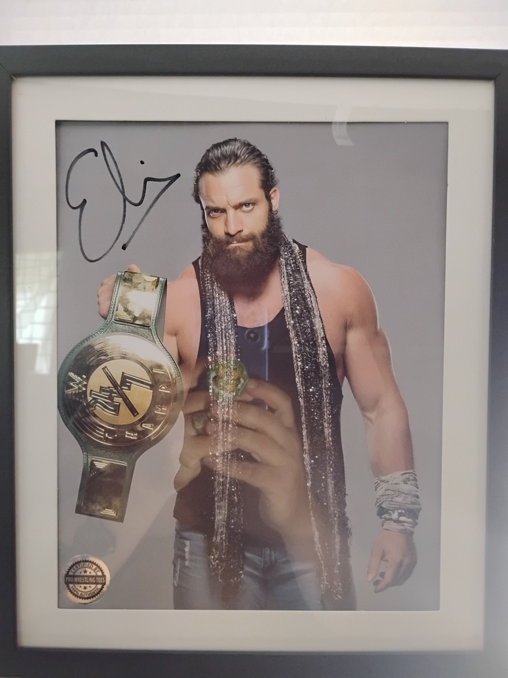 Framed Autograph Elias Wwe Photo